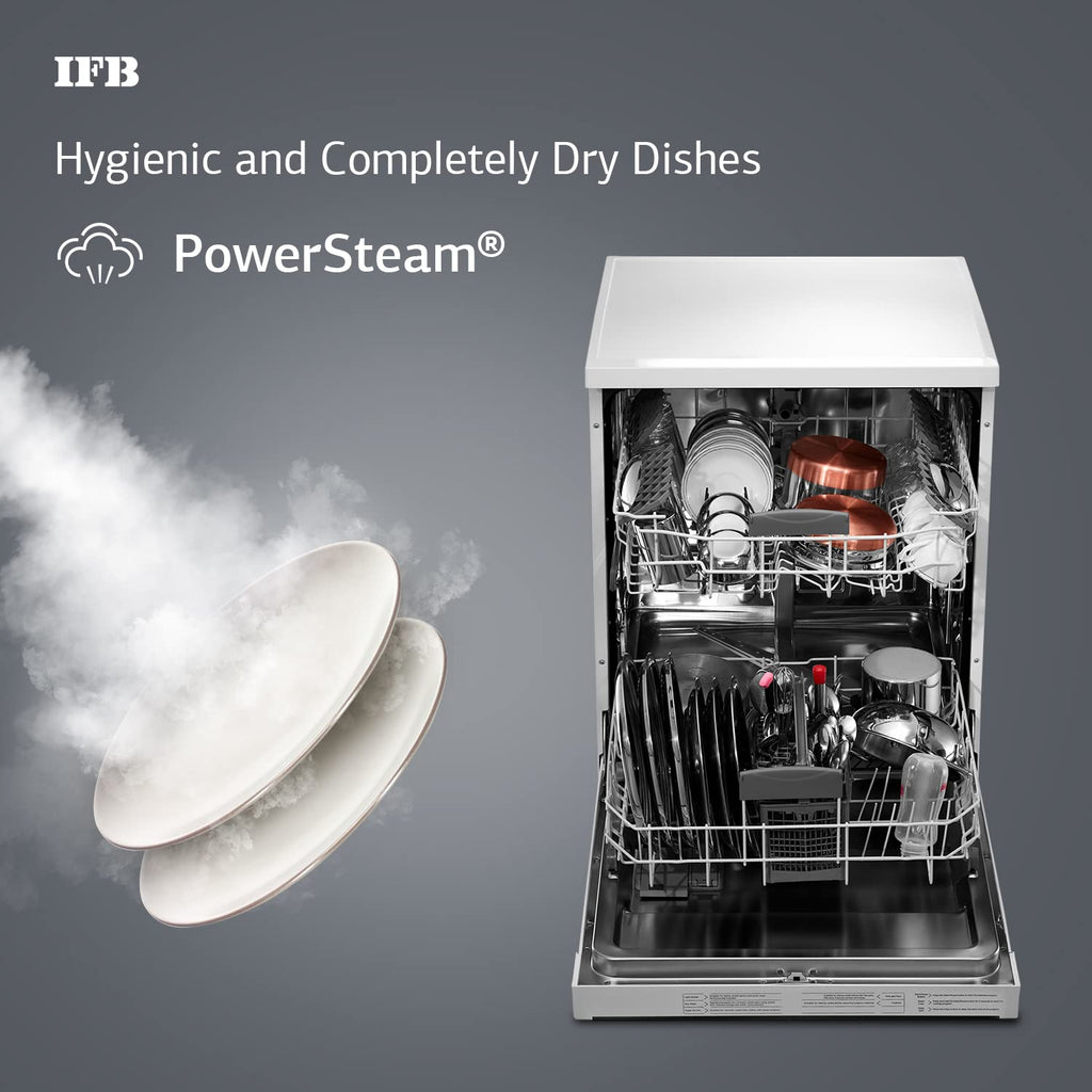 IFB Neptune FX2 14 Place Settings Hot water wash Free Standing Dishwasher (White, In Built Heater with Active Steam Drying) Open Box