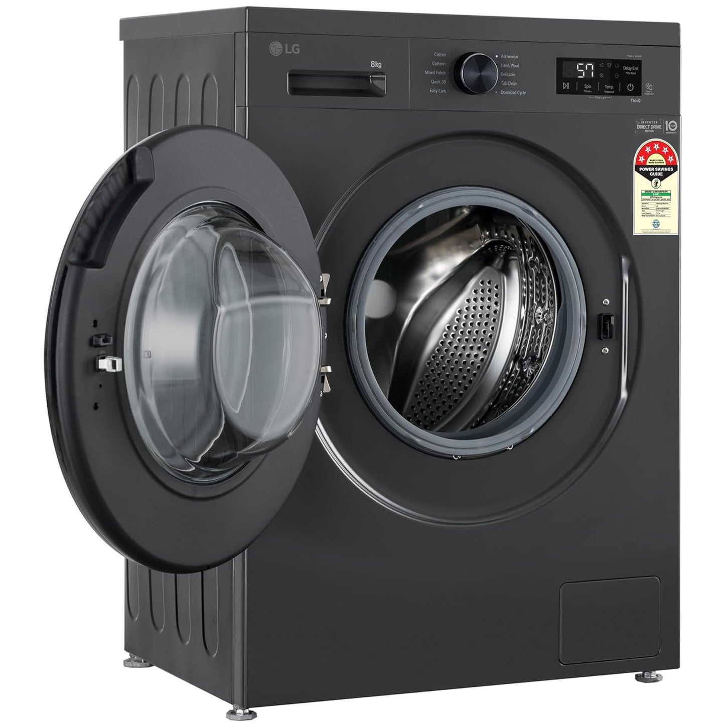 LG FHB1208Z2M 8KG Front Load Washing Machine, Inverter Direct Drive, Middle Black