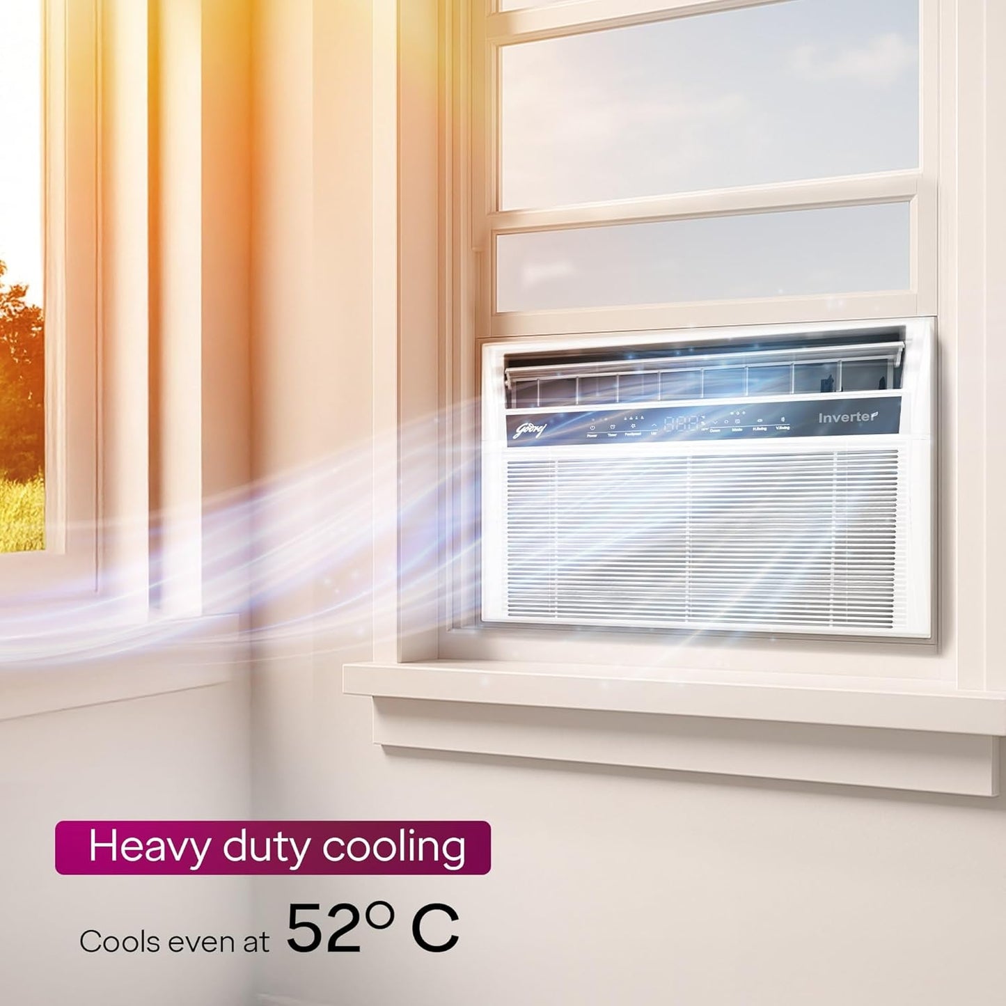 Godrej WIC 18XTC5 WYA 1.5 Ton 5 Star Inverter Window AC | 5-in-1 Convertible Cooling | Copper Condenser | Pure Air Filter | 2025 Model | White | Made in India
