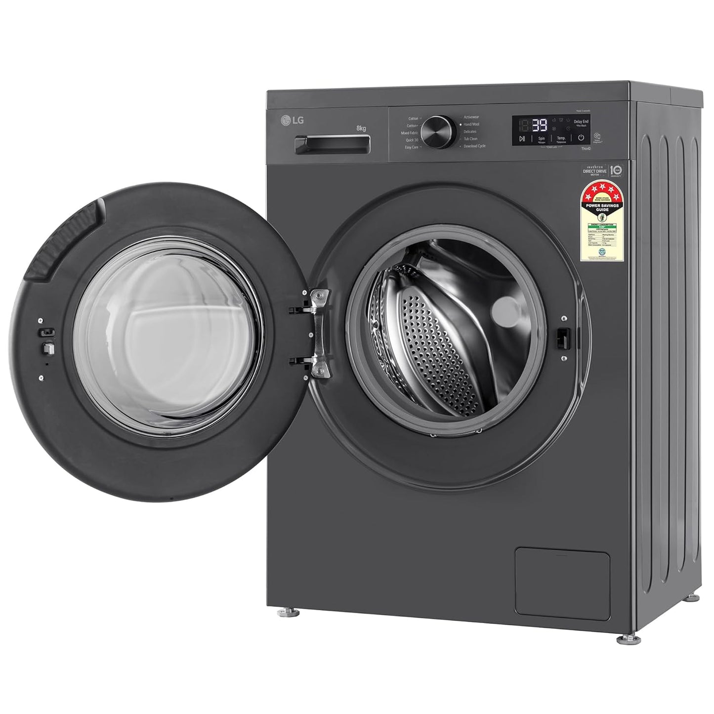 LG FHB1208Z2M 8KG Front Load Washing Machine, Inverter Direct Drive, Middle Black