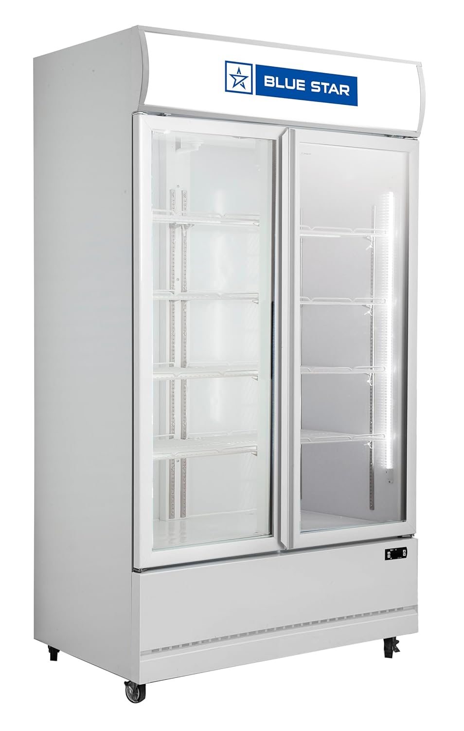 Blue Star VC600CD 568L Double Door Visi Cooler (R290 Refrigerant, Digital Temperature Control, LED Light, Self-Closing Doors, White)