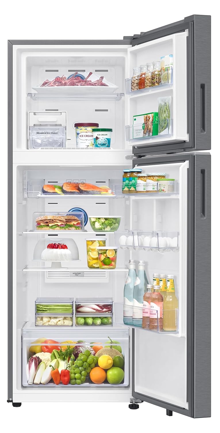 Samsung RT34DG5A4DSLHL 330 L, 3 Star, Convertible 5-in-1, Digital Inverter, Frost Free Double Door, WiFi Enabled Bespoke AI Refrigerator ( Real Steel, Silver)