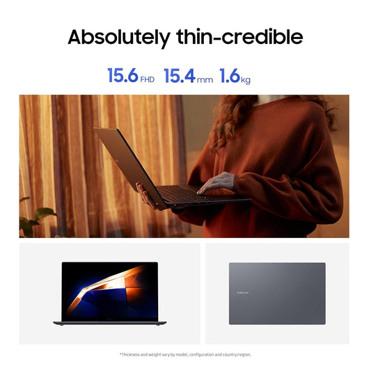Samsung Galaxy Book4 (Gray, 16GB RAM, 512GB SSD) | 15.6" Full HD Screen | Intel Core 5 120U Processor | Windows 11 Home | MS Office 2021 | Fingerprint Reader | Intel Iris XE Graphics | RJ45 LAN Port