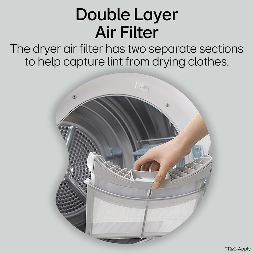 LG DHV09SAM 9 Kg, Wi-Fi, Dual Inverter Heat Pump, Eco-Hybrid Technology Fully Automatic Front Load Dryer ( Double Layer Air Filter, Allergy Care, Auto Cleaning Condenser, Middle Black)