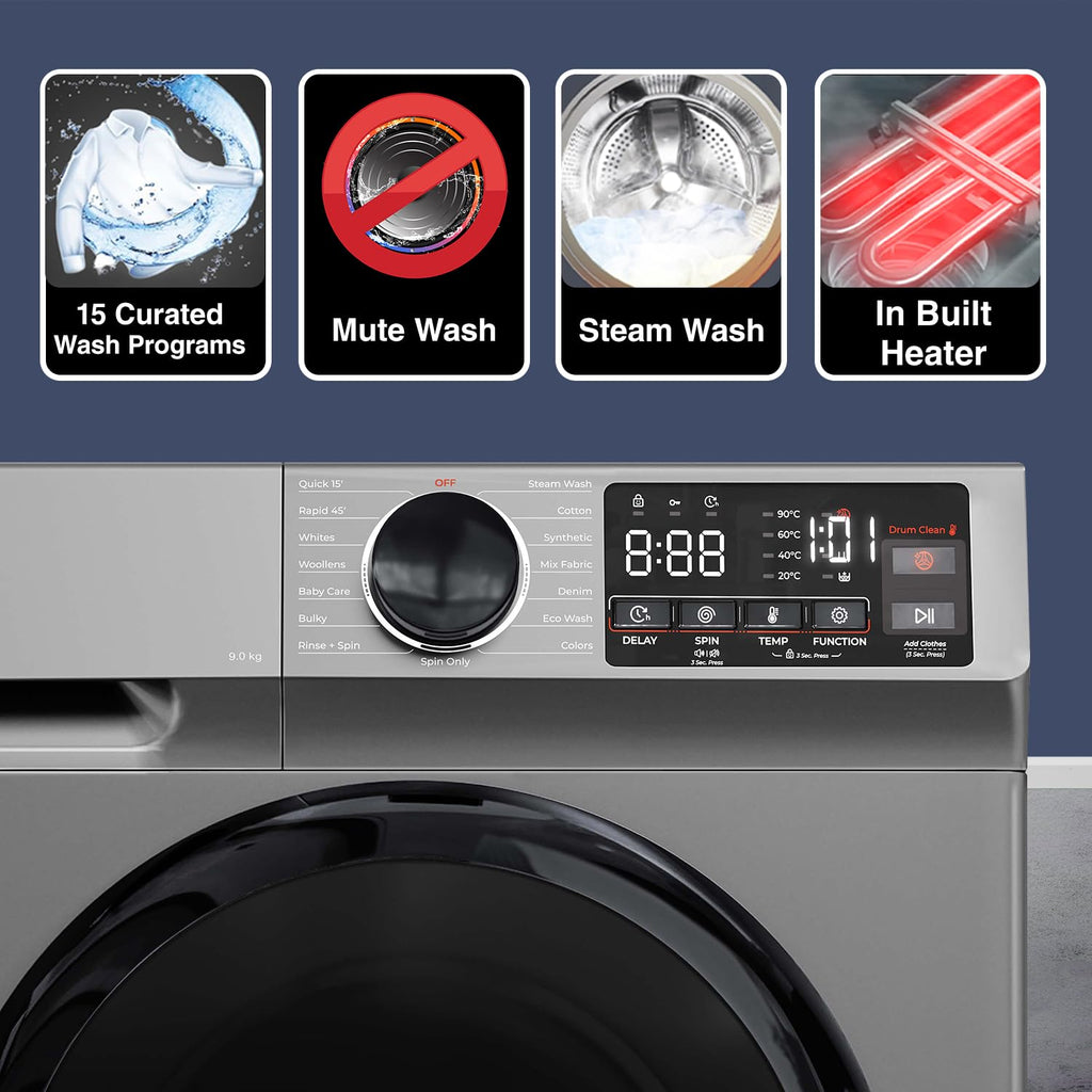 Godrej WFEON CEL 1014 IEBT SLSR 10 Kg 5 Star, With AI Tech, Digi Inverter Fully-Automatic Front Load Washing Machine (  Silver Stream, With Steam Wash)