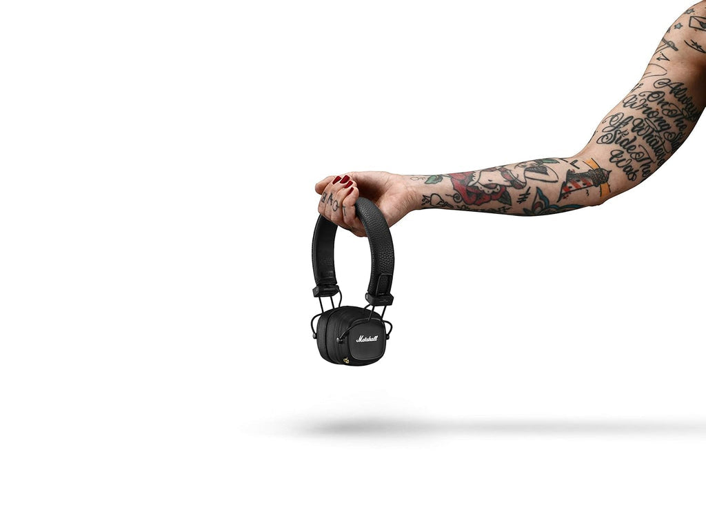 Marshall Major IV Wireless Bluetooth On-Ear Headphones with Mic | 80+ Hours Playtime | Wireless Charging | Signature Sound | Black