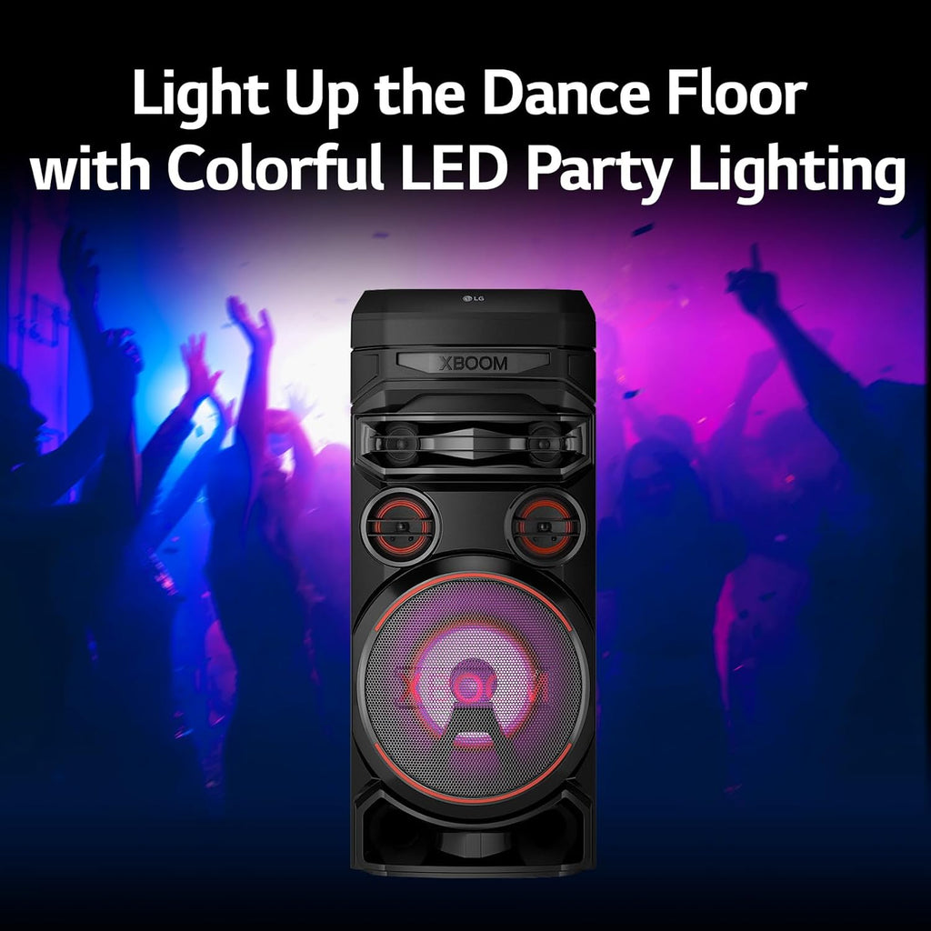 LG XBOOM RNC7 Party Speaker, Multi Color Lighting, Karaoke Feature, 1 Mic + 1 Guitar Input, Wireless Party Link, USB, Bluetooth Connection, XBOOM App