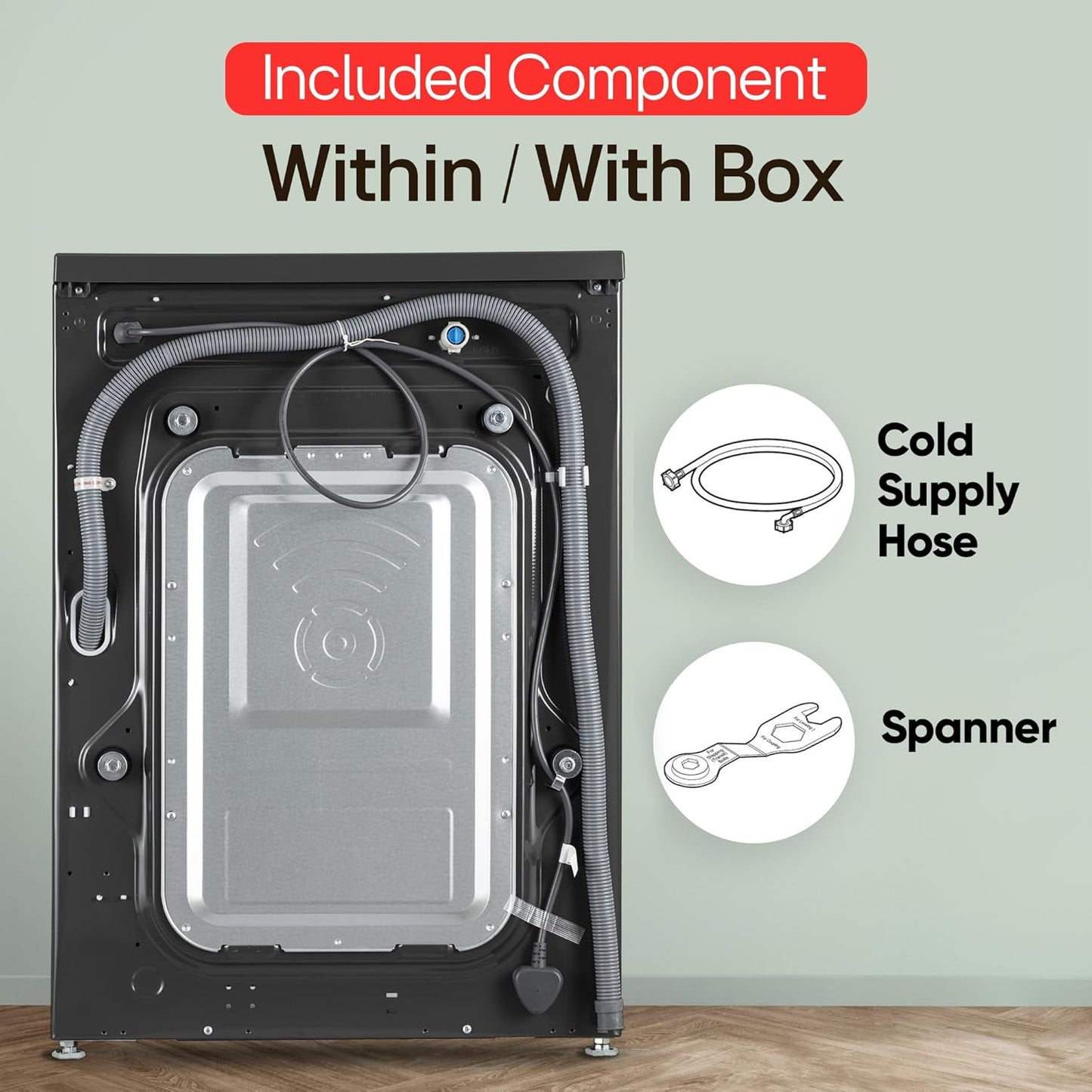 LG FHB1208Z2M 8KG Front Load Washing Machine, Inverter Direct Drive, Middle Black