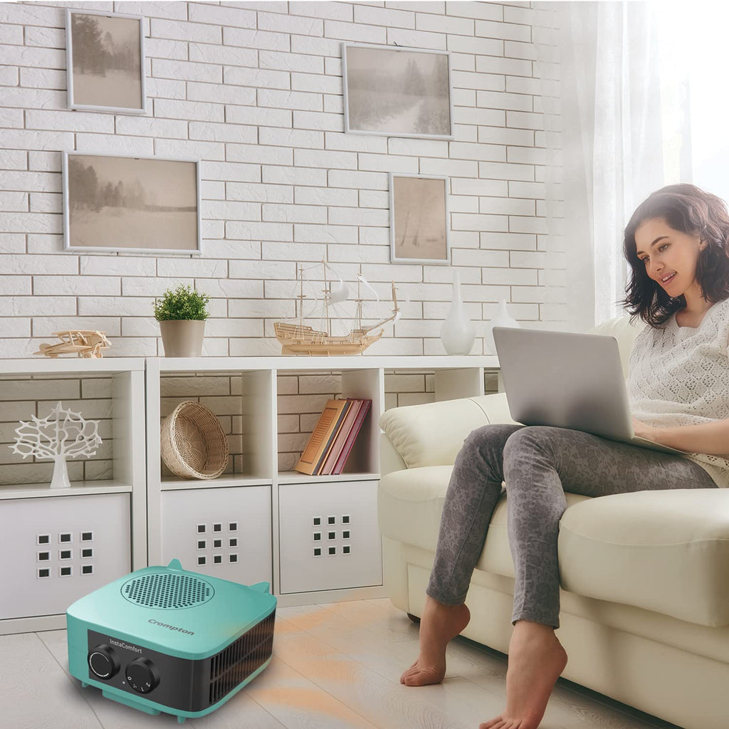 Crompton Insta Comfort Heater 2000 Watts Heat Convector with Adjustable Thermostats, Hybrid Cyan, Standard