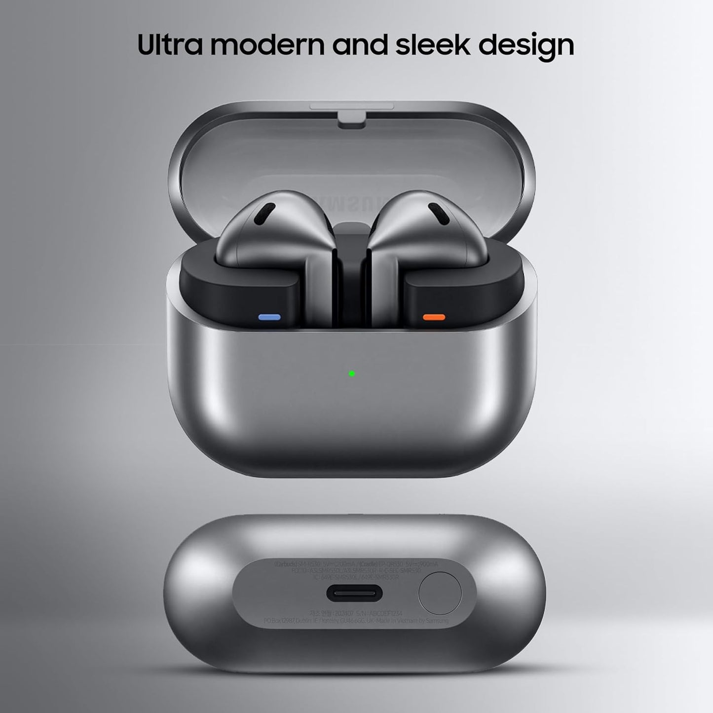 Samsung Galaxy Buds 3 (Silver) with Galaxy AI powered Real-time Interpreter | 24-bit Hi-Fi Audio | Up to 36H battery | IP57