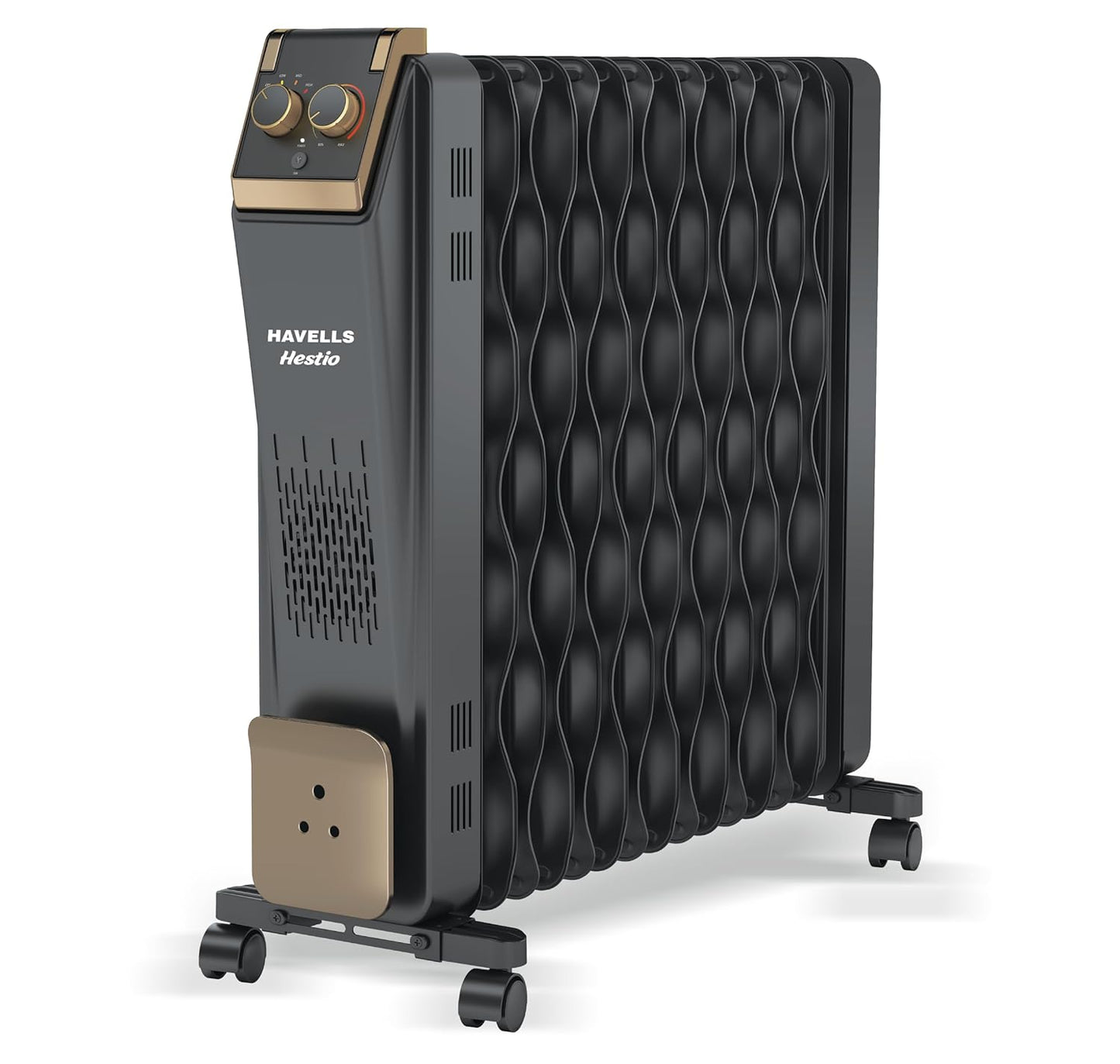 Havells 15 Fins Wave Hestio GHROFCTK290 Oil Filled Room Heater with 2900W Power, PTC Fan, Thermostatic Heat Control & Overheat Protection | Black | 2-Year Warranty | Made in India
