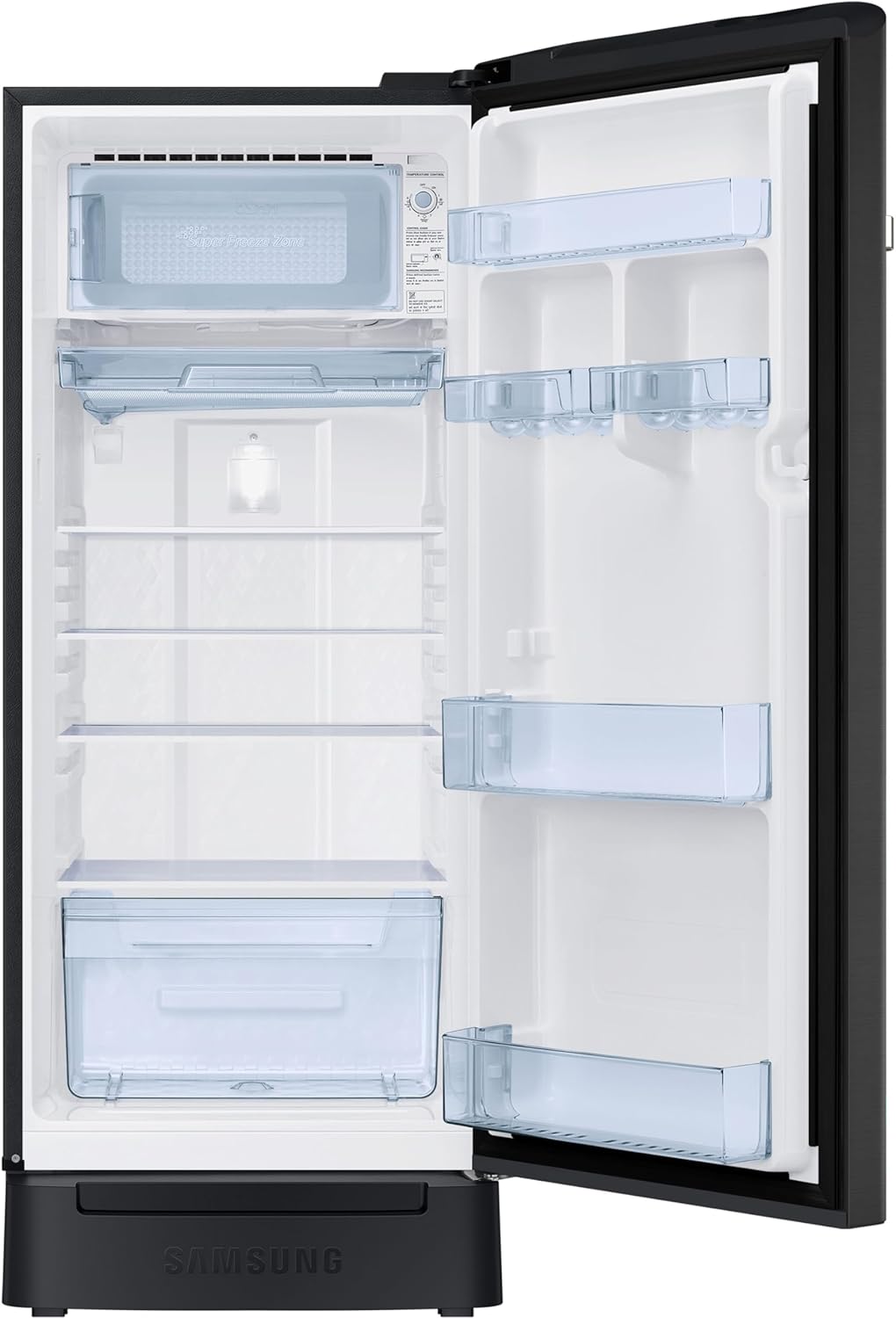 Samsung RR23D2H23BX/HL 215 L, 3 Star, Digital Inverter, Direct-Cool Single Door Refrigerator ( Luxe Black, Base Stand Drawer)