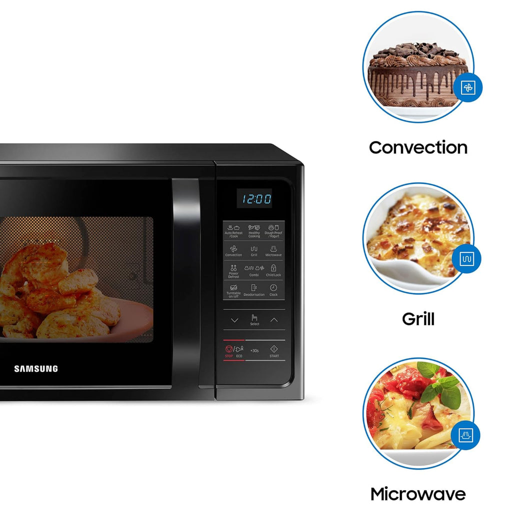 Samsung MC28A5013AK/TL 28L Convection Microwave Oven (Black) – Curd Making, Grill, Auto Cook, Ceramic Enamel Cavity