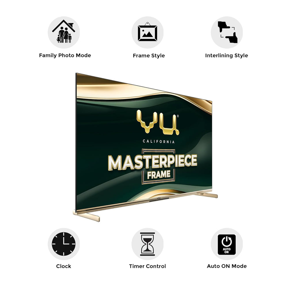 Vu 65 inches Masterpiece Frame Series 3 Years warranty 4K QLED TV (Armani Gold) 164cm