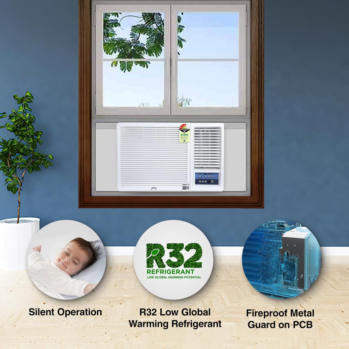 Godrej WFC 18UTC3 1.5 Ton 3 Star Window AC | Copper Condenser | R32 Green Gas | Blue Fin Protection | Suraj Electronics Delhi NCR