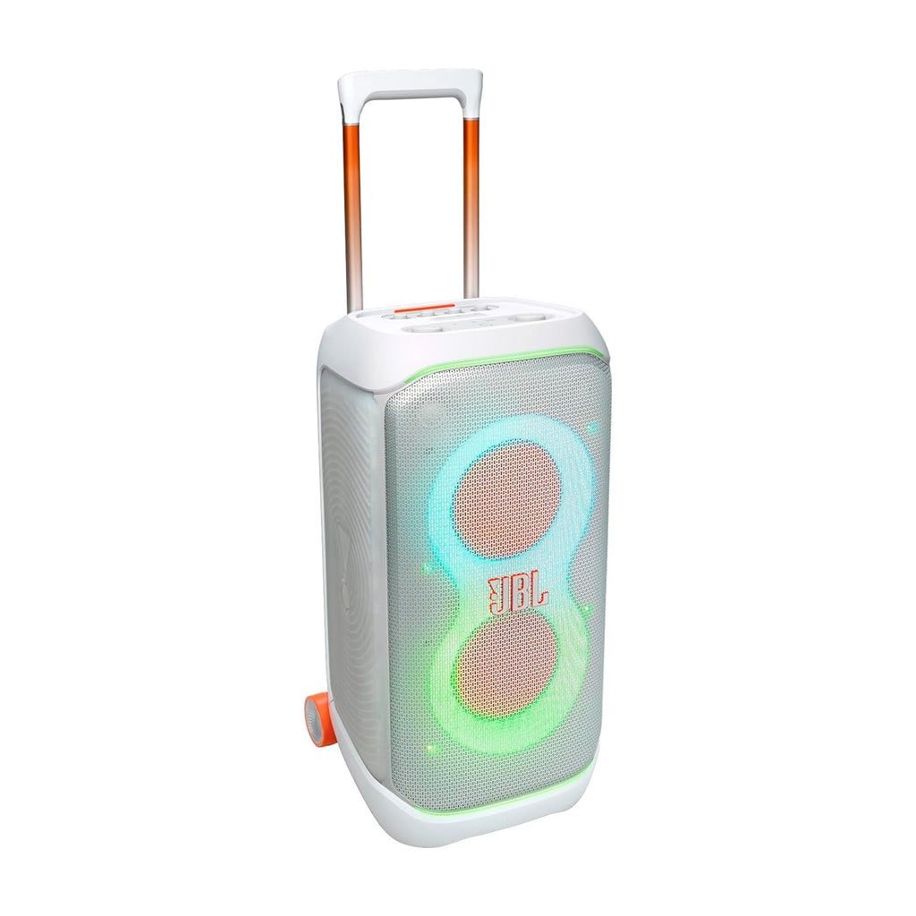 JBL Partybox 320 (White) 240W Portable Bluetooth Party Speaker | AI Sound Boost | Futuristic Light Show | 18H Battery | Mic & Guitar Input