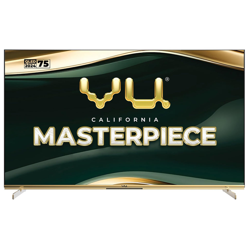 Vu 75 MASTERPIECE 3 Years Warranty 189cm (75 inches) Masterpiece Frame Series 4K QLED TV  (Armani Gold)