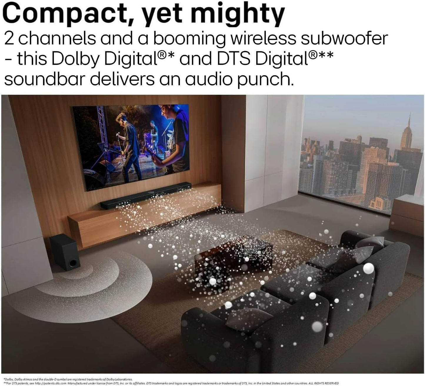 LG S40T 300W 2.1 Channel Soundbar with Dolby Digital, DTS Surround, AI Sound Pro & Wireless Subwoofer – Black