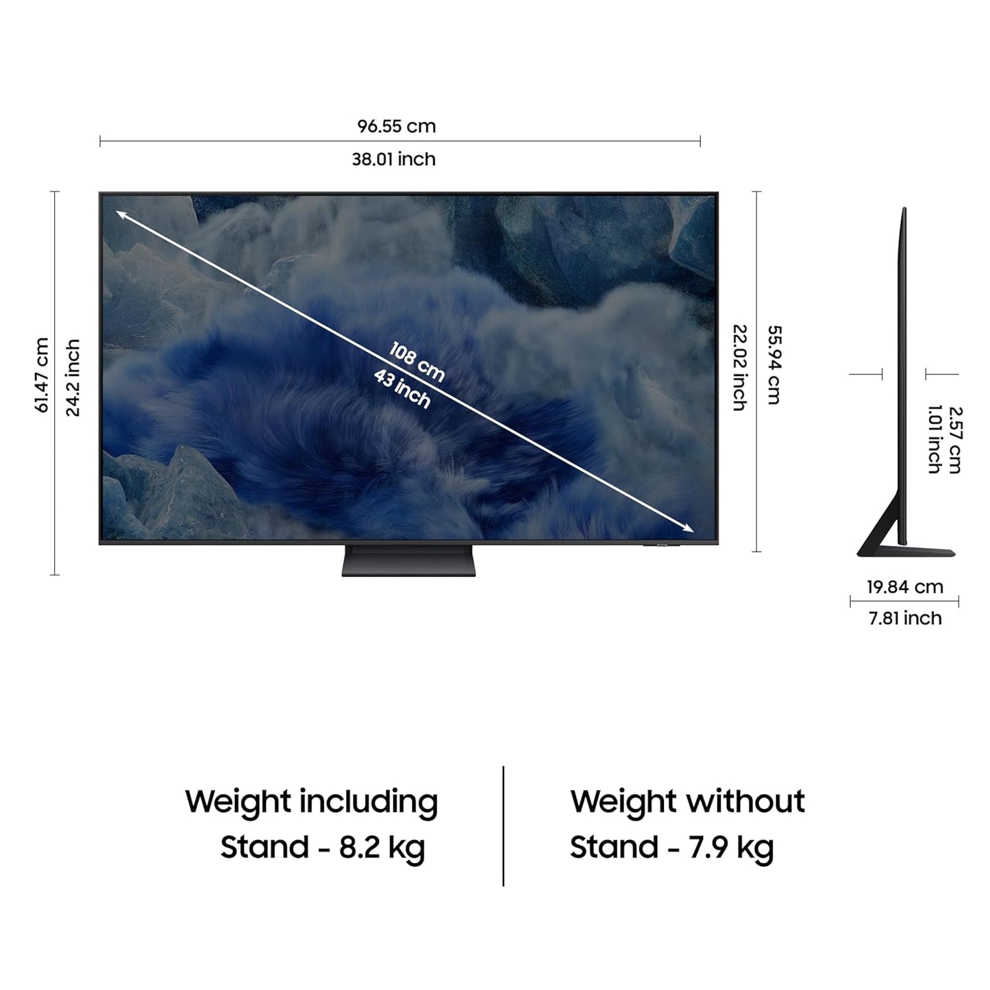 Samsung 43 Inch QLED 4K Smart TV QA43Q8FAAULXL | Q4 AI Processor | Matte Display | Dolby Audio