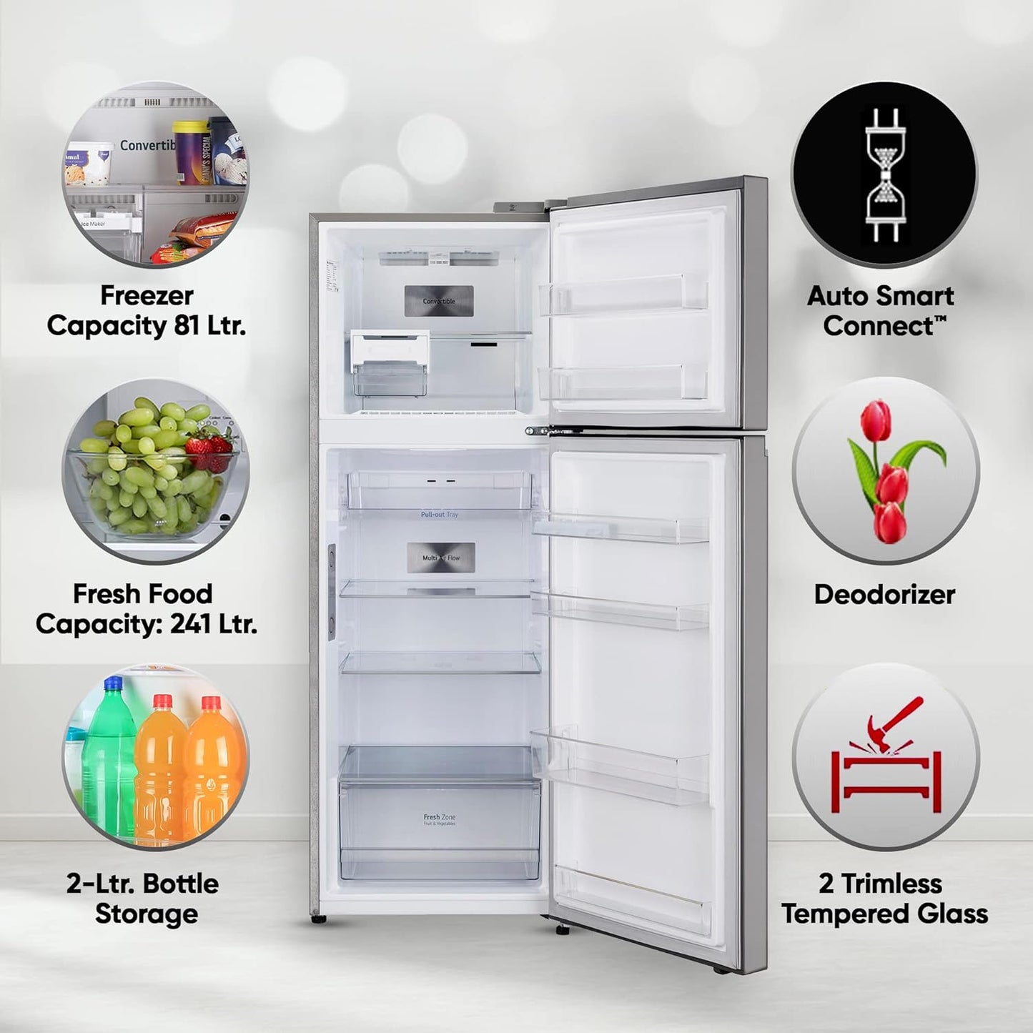 LG GL-T342TPZY 322 L 2 Star Frost-Free Convertible Double Door Refrigerator with Wi-Fi, Door Cooling+ & Smart Inverter Compressor (Shiny Steel )