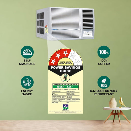 Blue Star WID324L 2 Ton 3 Star Inverter Window AC | 5-in-1 Convertible Cooling, Turbo Cool, Copper Condenser, Blue Fin Protection