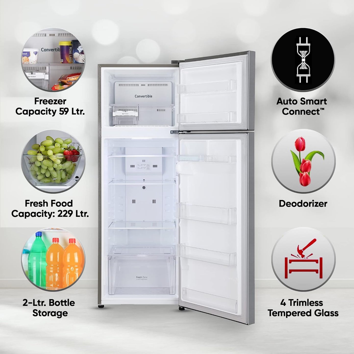 LG GL-S322SPZY 288 L 2 Star Smart Inverter Frost-Free Double Door Refrigerator | Convertible | Multi Air Flow | Suraj Electronics Delhi NCR
