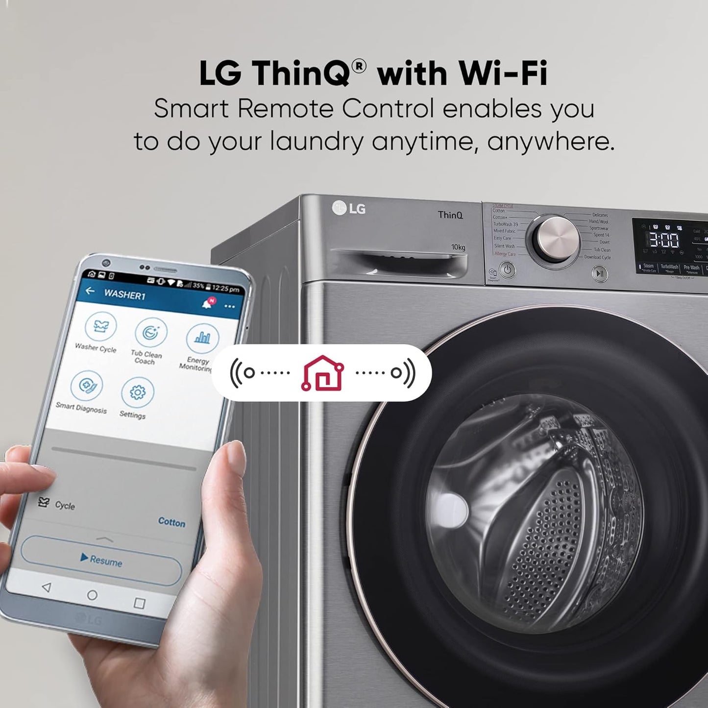 LG FHP1410Z7P 10 Kg 5 Star Ai Direct Drive Wi-Fi Inverter Fully Front Load Automatic Front-Loading Washing Machine  Turbowash & Steam For Hygiene Wash, Platinum)