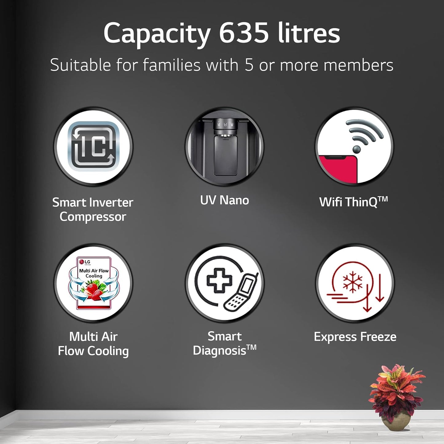 LG GL-L257CPZ3 635 L Side-by-Side Refrigerator (Shiny Steel) | Inverter Compressor, DoorCooling+, AI ThinQ Wi-Fi, Water & Ice Dispenser, Hygiene Fresh+