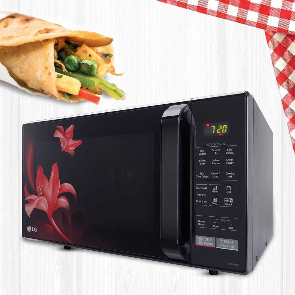 LG MC2846BR 28 L Convection Microwave Oven – Black, 251 Auto Cook Menu, Stainless Steel Cavity, Ghee in 12 Mins, Quartz Heater