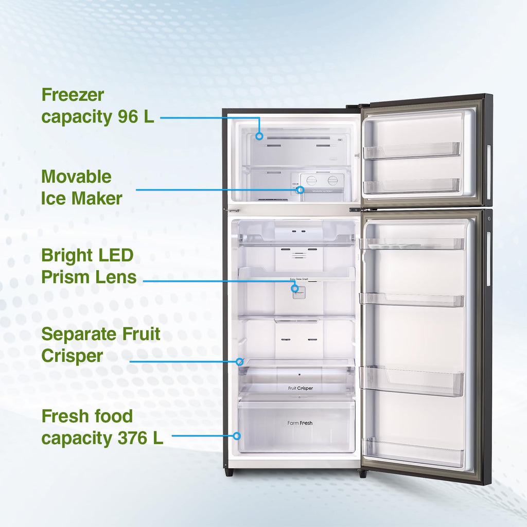 Godrej RT EONREGALIS 517B RCI MT BK 472L 2 Star Inverter Frost Free Double Door Refrigerator (Matte Black, Nano Shield Technology, Movable Ice Tray)