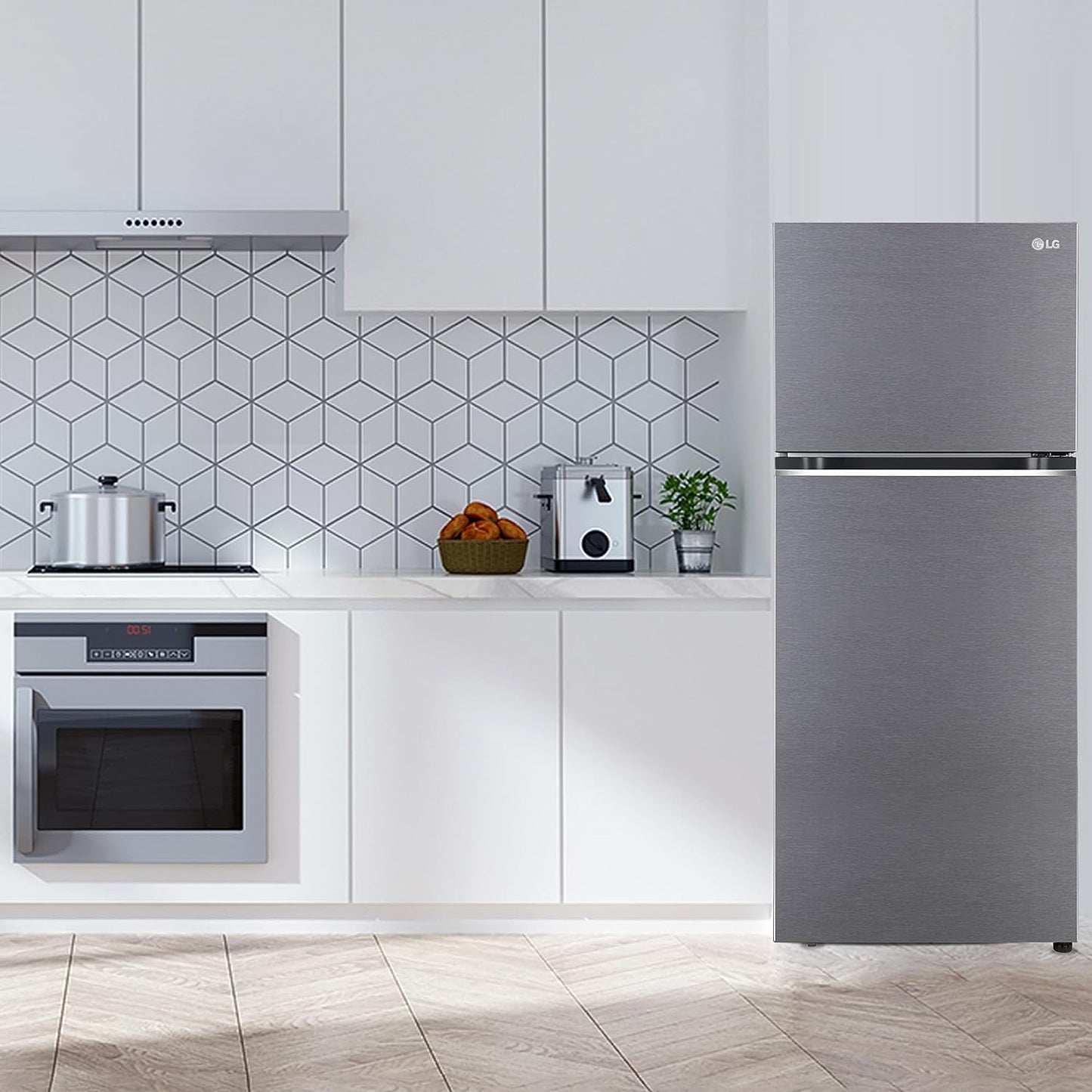 LG GL-N422SDSY 398 L 2 Star Frost-Free Smart Inverter Double Door Refrigerator ( Dazzle Steel, Express Freeze, Gross Volume – 423 Ltr.)