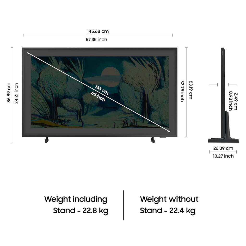 Samsung QA65LS03FAULXL The Frame 65 Inch QLED 4K Ultra HD Smart TV | Matte Display, Art Mode, Dolby Atmos, Quantum Processor