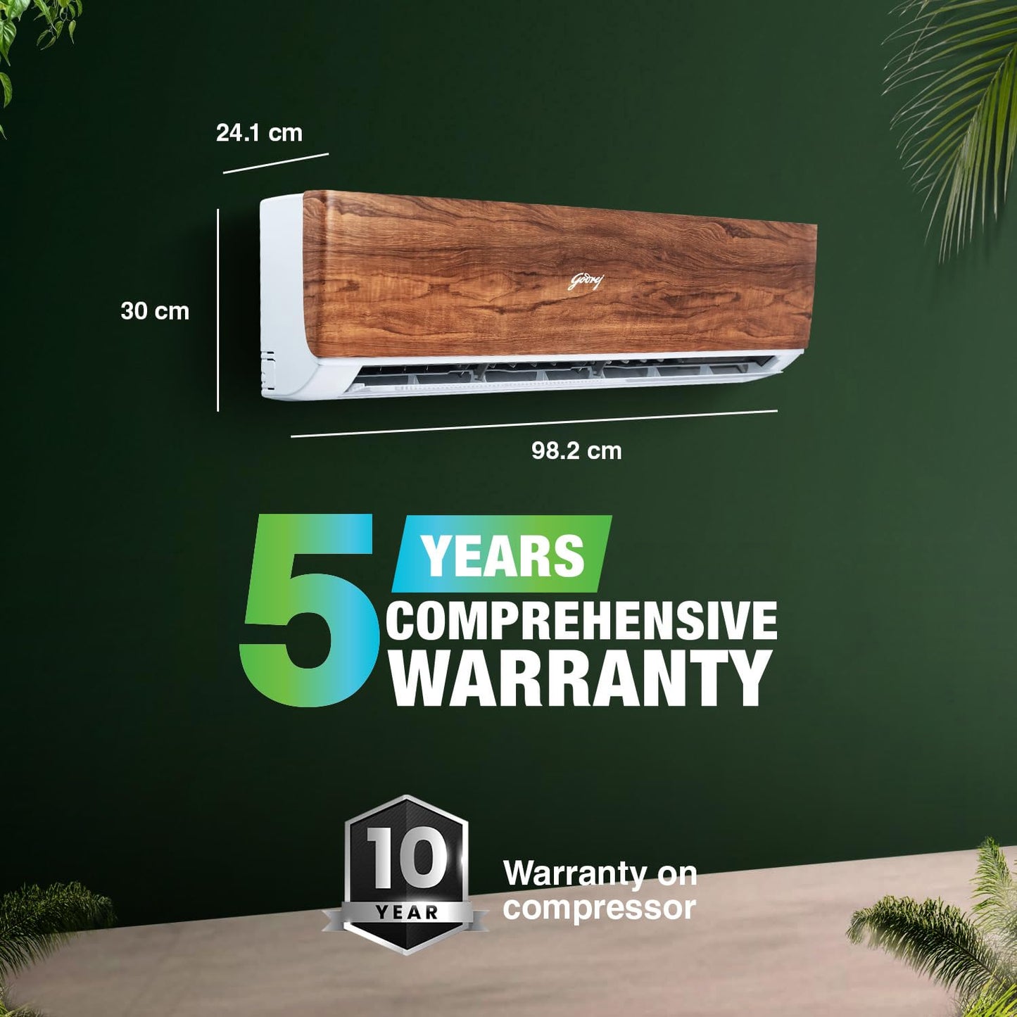 Godrej SIC 18VTC3 WYB TK 1.5 Ton 3 Star Inverter Split AC | 5-in-1 Convertible | Wood Finish | Copper | Buy @ Suraj Electronics Delhi NCR