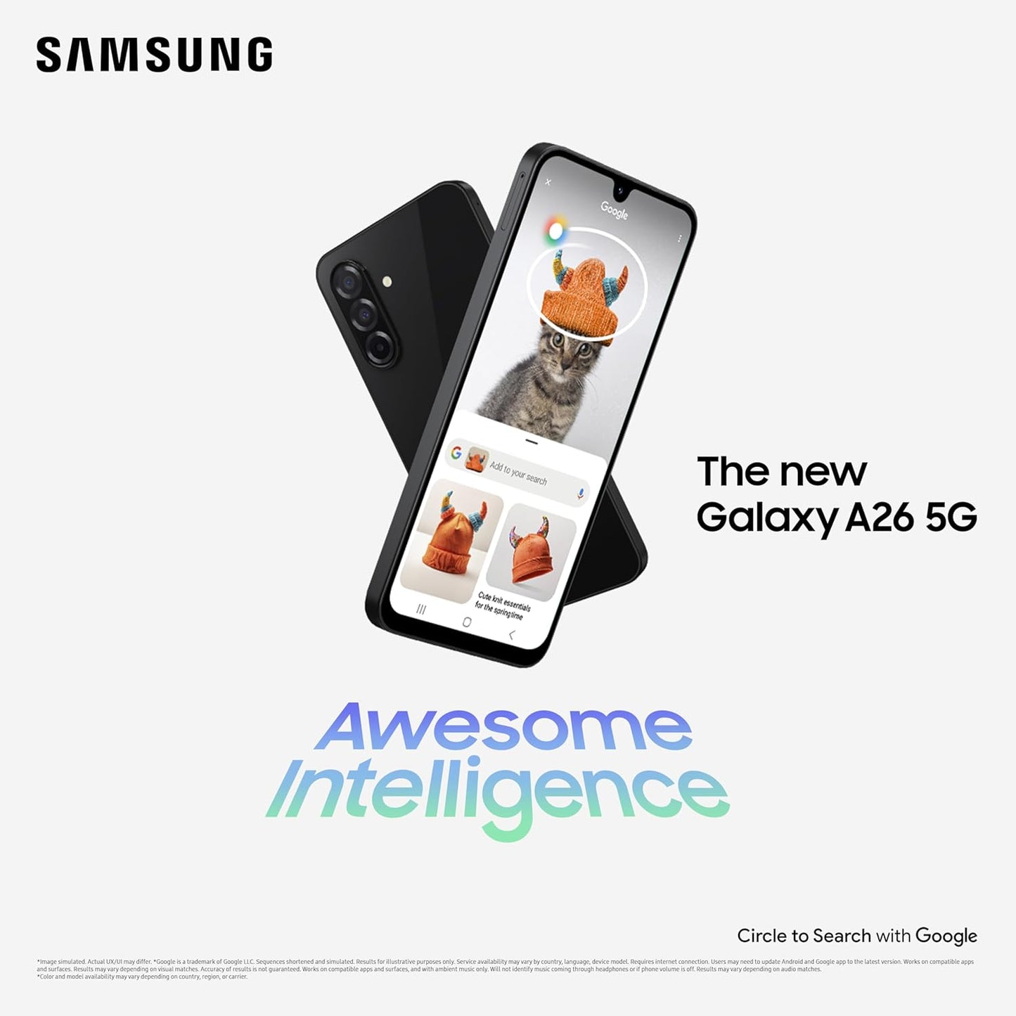 Samsung Galaxy A26 5G (Awesome Black, 8GB, 128GB) | Awesome Intelligence - AI Smartphone: Circle to Search, My Filter, Object Eraser | 50MP Triple Camera | IP67