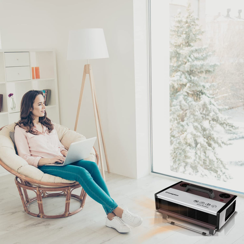 Crompton Insta Airohot 2000W Heat Convector Room Heater with Adjustable Thermostat, Overheat Protection & ISI Certification – Maroon