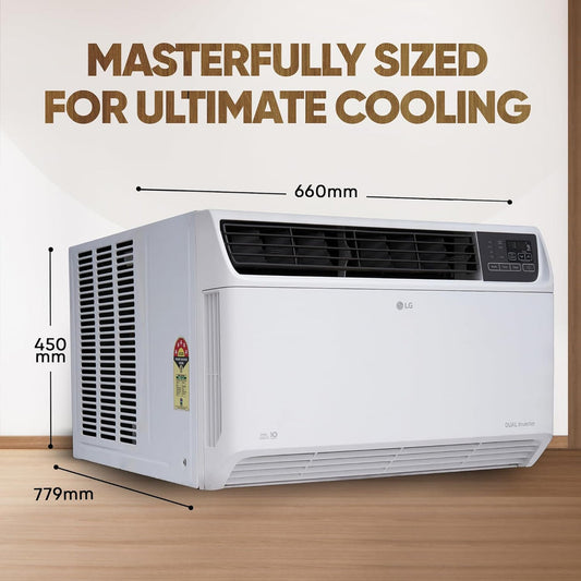 LG UW-Q18WUZA 1.5 Ton 5 Star AI Convertible 4-in-1 Dual Inverter Window AC (HD Filter, Fast Cooling, Ocean Black Protection, R32,White)