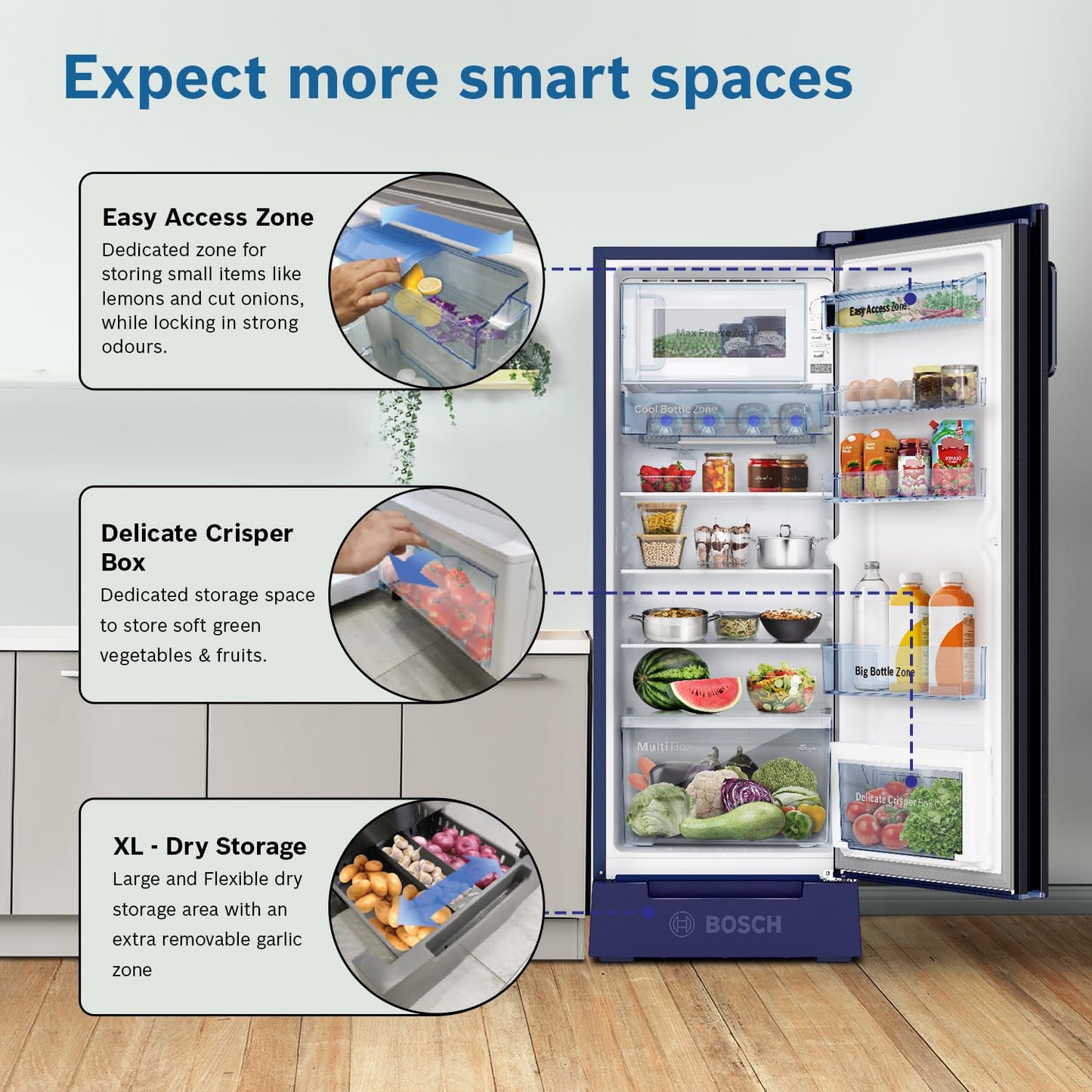 Bosch CST22U14PI Single Door Refrigerator 226L Inverter (Dark Lake)