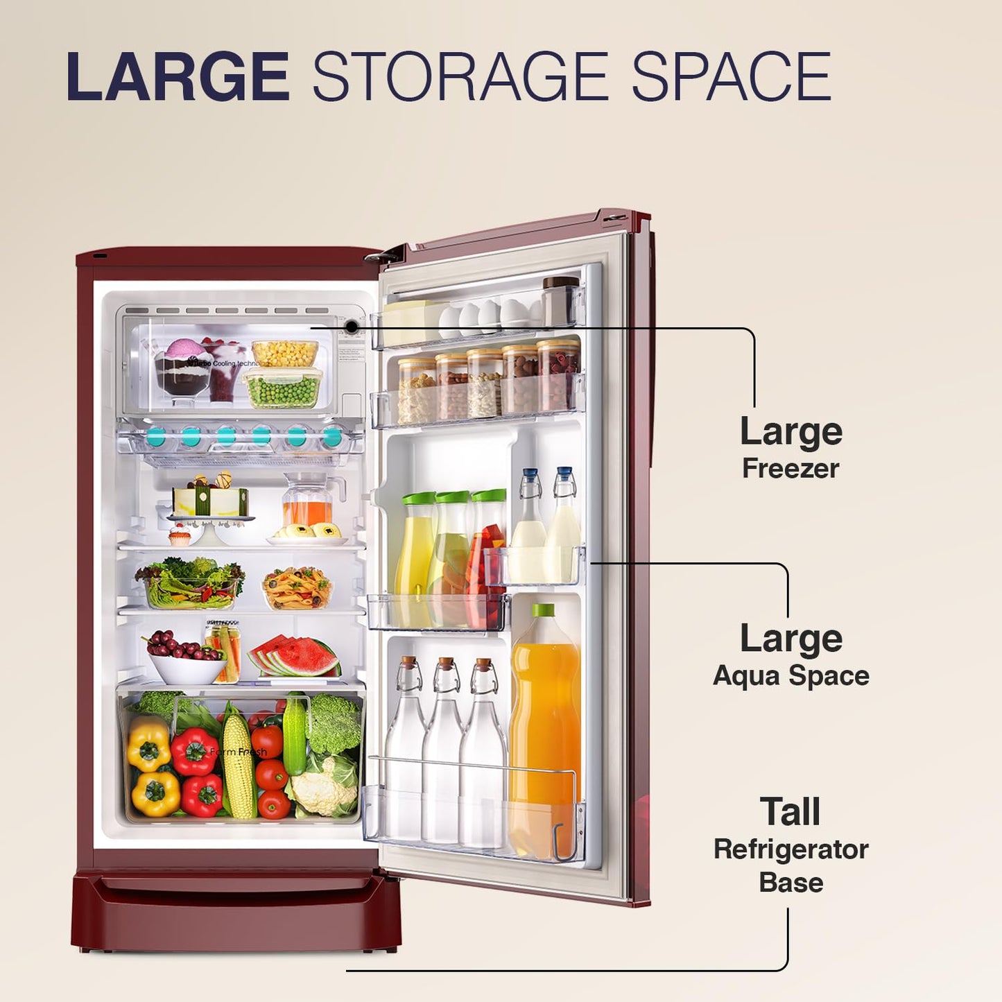 Godrej RD ERIOPLS 205B THF WN RD 180 L 2 Star Farm Fresh Crisper Technology With Jumbo Vegetable Tray Direct Cool Single Door Refrigerator ( Wine Red)