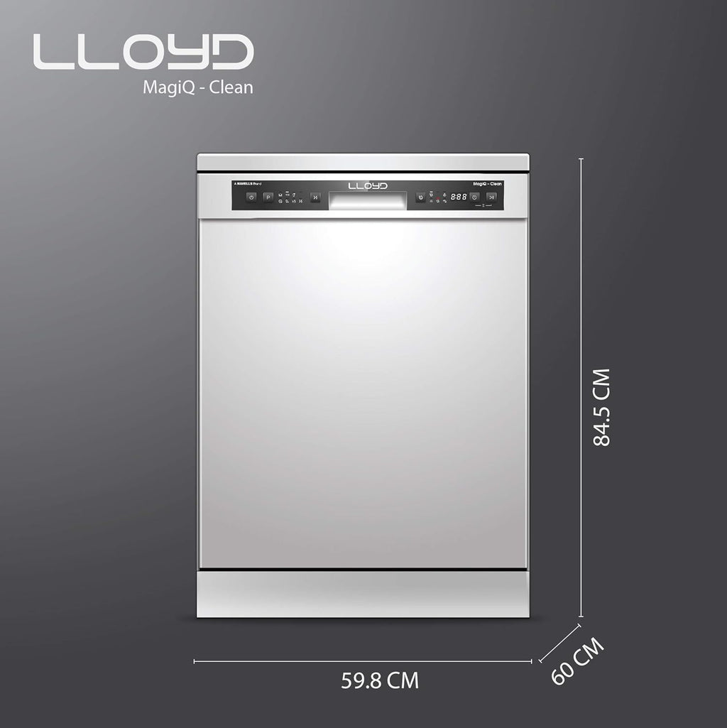 Lloyd 13 Place Settings Dishwasher (LDWF13PSE1DD) – 70°C Hot Wash, 360° Water Spray, Extra Dry, Half Load, Freestanding | Stainless Steel, Silver