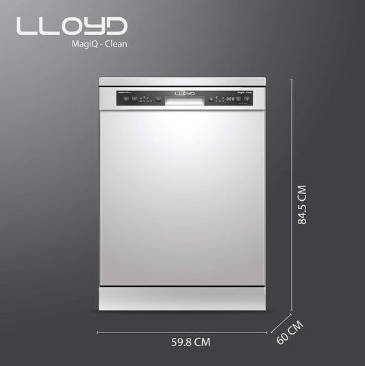 Lloyd 13 Place Settings Dishwasher (LDWF13PSE1DD) – 70°C Hot Wash, 360° Water Spray, Extra Dry, Half Load, Freestanding | Stainless Steel, Silver