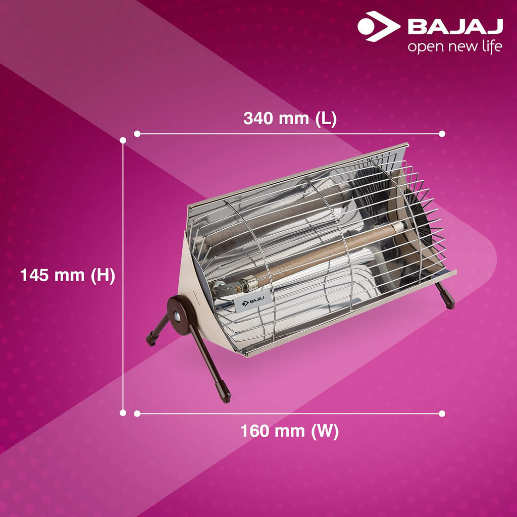 Bajaj Minor Radiant Room Heater 1000W PedestalHeater For Winter|Electric Heater ForRoom|Stainless Steel Heat Reflector|Nickel Chrome