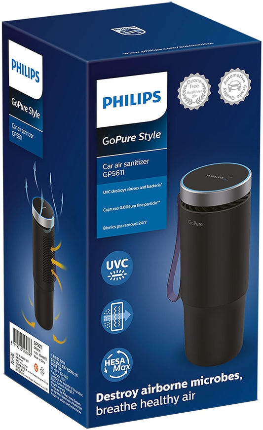 Philips GoPure GP5611 Car Air Purifier | Cup-Holder Design | UV-C LED + HESAMax Filter | Suraj Electronics Delhi NCR