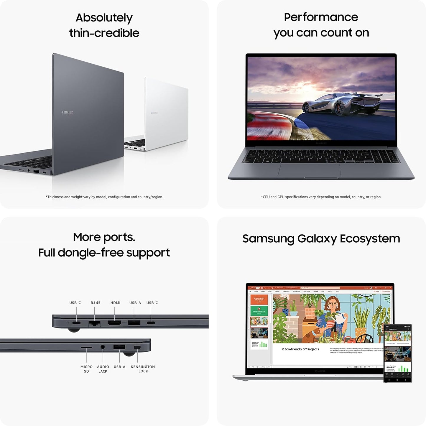Samsung Galaxy Book4 (Gray, 16GB RAM, 512GB SSD) | 15.6" Full HD Screen | Intel Core 5 120U Processor | Windows 11 Home | MS Office 2021 | Fingerprint Reader | Intel Iris XE Graphics | RJ45 LAN Port