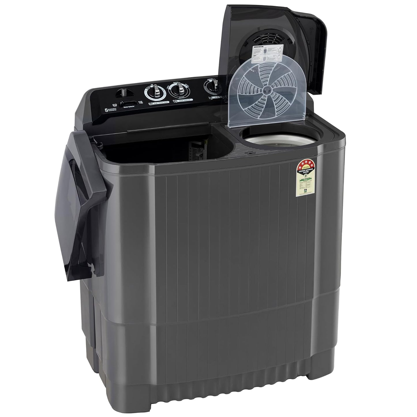 LG P8535SKMZ 8.5 Kg 5 Star Wind Jet Dry Rat Away Technology Semi-Automatic Top Loading Washing Machine ( Roller Jet Pulsator, Collar Scrubber, Middle Black)