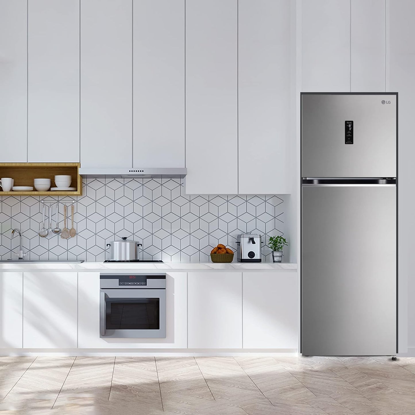 LG GL-T342TPZY 322 L 2 Star Frost-Free Convertible Double Door Refrigerator with Wi-Fi, Door Cooling+ & Smart Inverter Compressor (Shiny Steel )