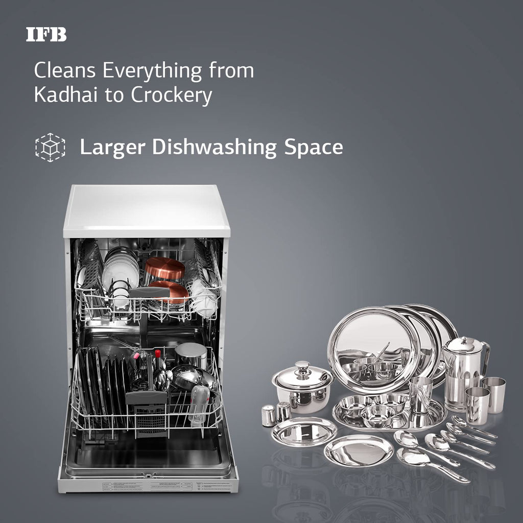 IFB Neptune FX2 14 Place Settings Hot water wash Free Standing Dishwasher (White, In Built Heater with Active Steam Drying) Open Box