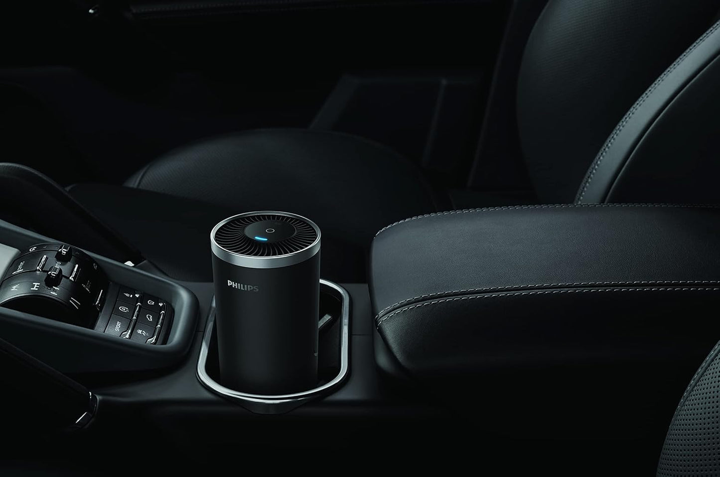Philips GoPure Style S3601 Car Air Purifier with HEPA filteration captures particles as small as 0.004um (Equivelant to H14 Grade), UVC light eliminating >99.9% of bacteria and viruses, Ozone free certified product.