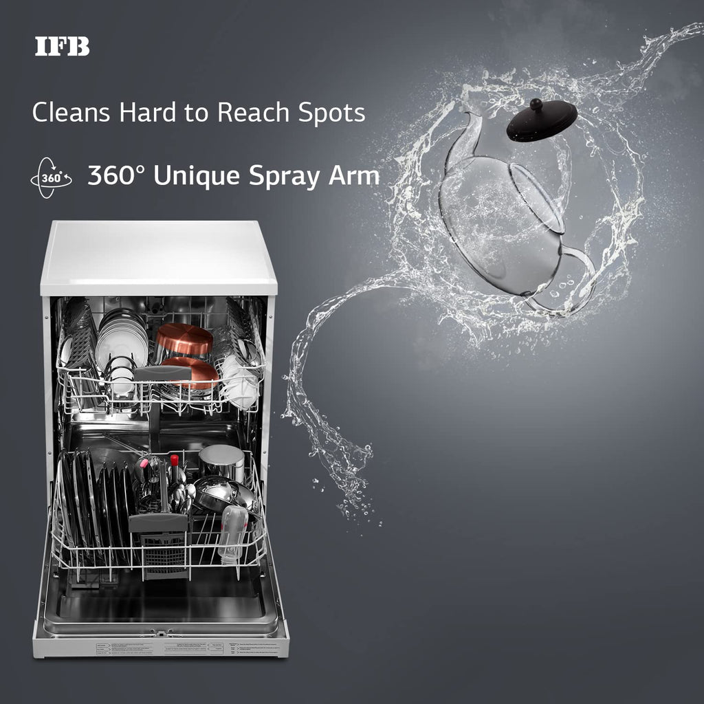 IFB Neptune FX2 14 Place Settings Hot water wash Free Standing Dishwasher (White, In Built Heater with Active Steam Drying) Open Box