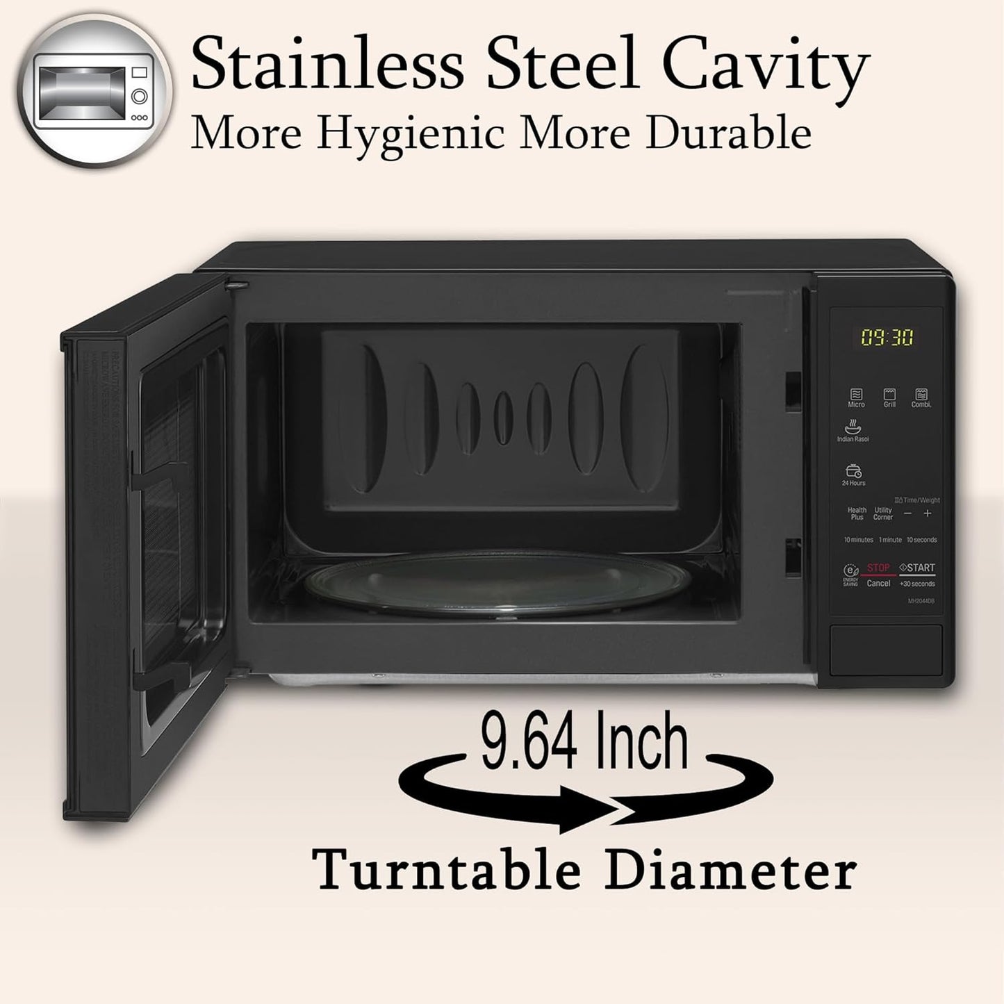 LG MH2044DB 20 L Grill Microwave Oven (Black, Anti-Bacterial Cavity, Health Plus Menu) – Buy Online at Suraj Electronics Delhi NCR