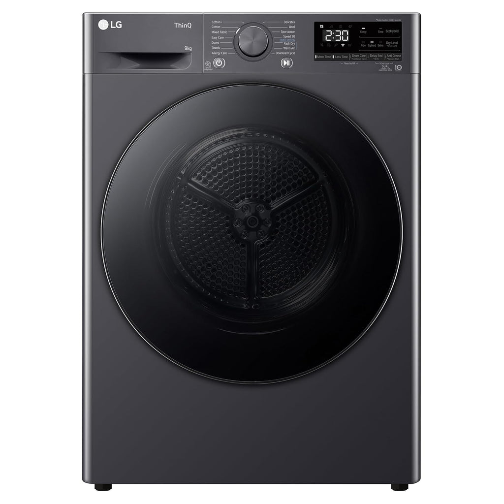 LG DHV09SAM 9 Kg, Wi-Fi, Dual Inverter Heat Pump, Eco-Hybrid Technology Fully Automatic Front Load Dryer ( Double Layer Air Filter, Allergy Care, Auto Cleaning Condenser, Middle Black)